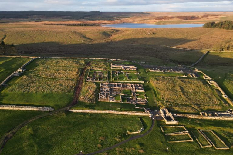 Ariel view over Chesters fort on the Hadrian's Wall