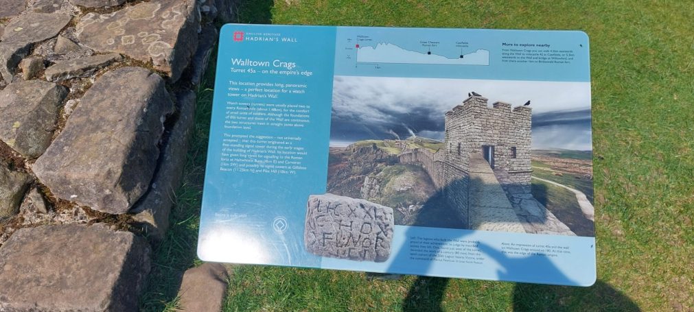 Walltown Crags turret 45a information board