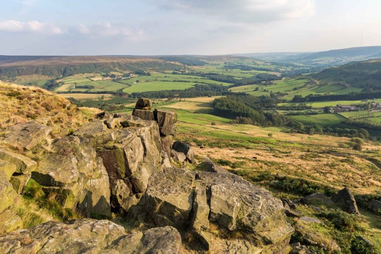 View looking across the Yorkshire moors from Wainstones