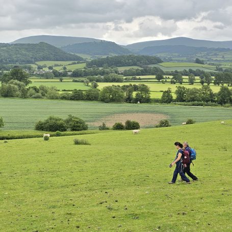 Walking with view of the Black mountains 