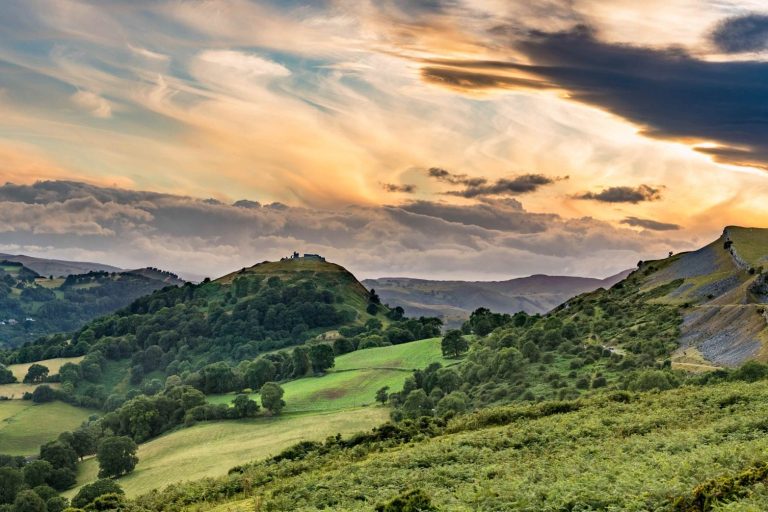 Looking over the scenic view of the mountains above Llangollen