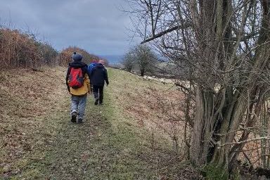 Walkers on path by Boughrood